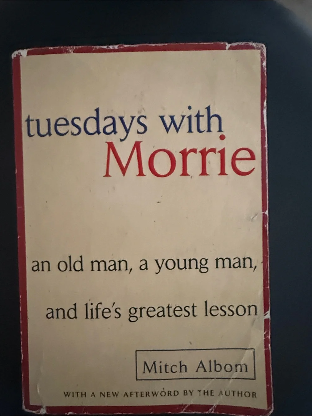 Tuesdays With Morrie Wall Art Print in Cream and Red